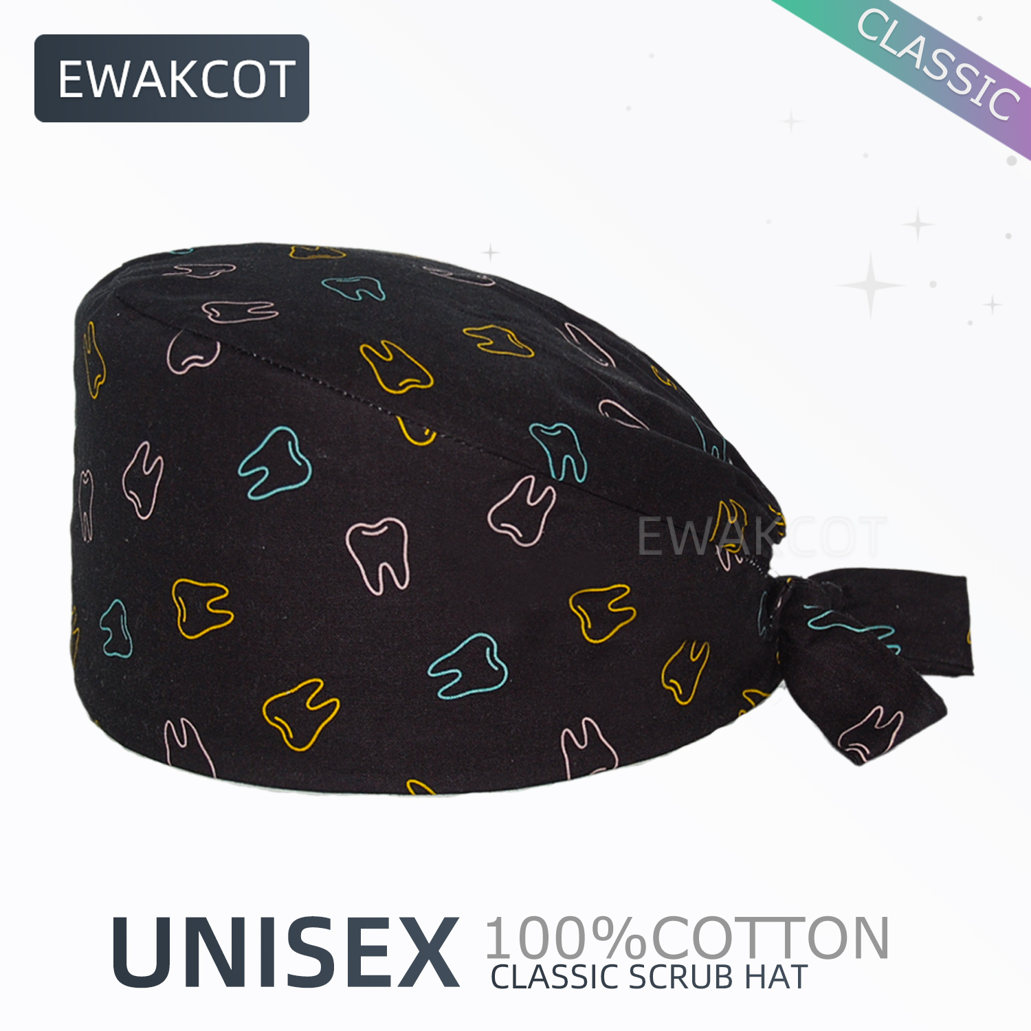Classic Teeth Pattern Dentist Scrub Cap - Image 1